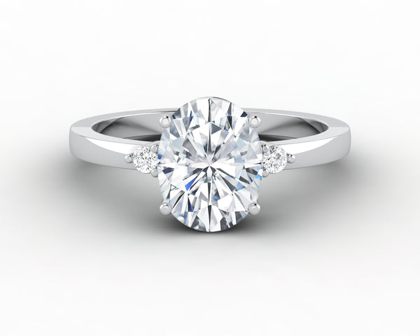 Isla Three Stone 1.5 Ct Oval Cut Engagement Ring