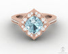 Luisa 1.5 Ct Cushion Cut Halo Natural Aquamarine Engagement Ring with Side Stones