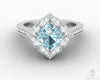 Luisa 1.5 Ct Cushion Cut Halo Natural Aquamarine Engagement Ring with Side Stones
