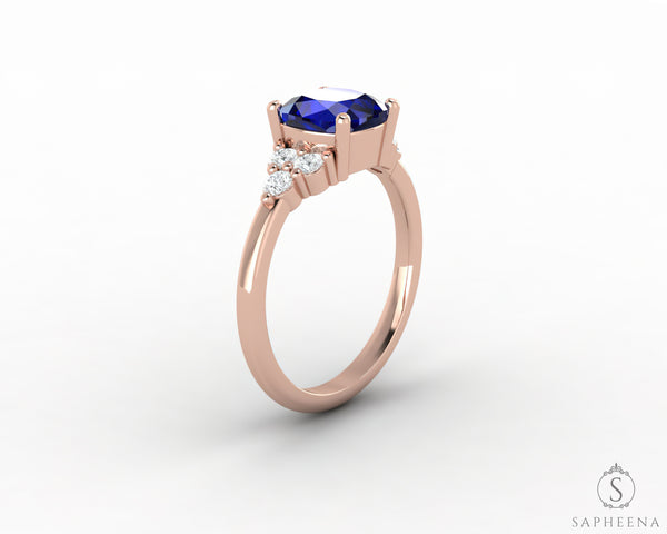 Astrid 2.0 Ct Cushion Cut Blue Sapphire Engagement Ring