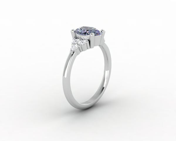 Astrid 1 1/2 Ct Oval Cut Grey Moissanite Engagement Ring