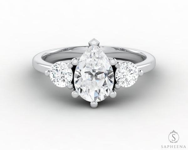 Orion Three Stone 1.20 Ct Pear Cut Engagement Ring