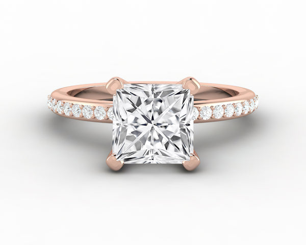 Eleonora 2.0 Ct Princess Cut Engagement Ring with Side Stones