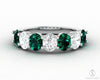Ivy 2.5 Ct Oval Cut Moissanite and Green Emerald Half Eternity Wedding Band