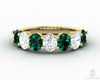 Ivy 2.5 Ct Oval Cut Moissanite and Green Emerald Half Eternity Wedding Band