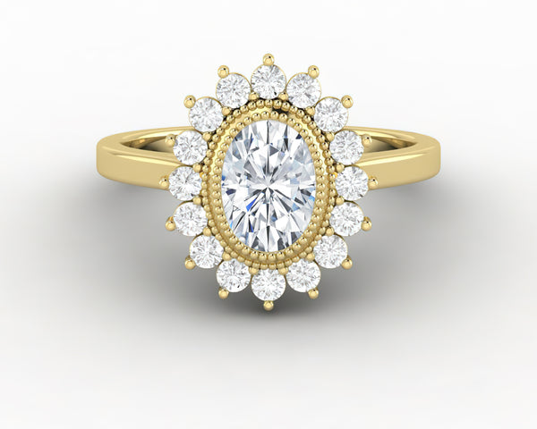 Allegra 0.75 Ct Oval Cut Halo Engagement Ring