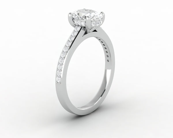 Larisa 1.0 Ct Oval Cut Engagement Ring with Side Stones