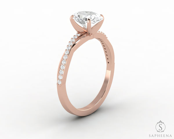 Demi 1.0 Ct Oval Cut Engagement Ring with Side Stones