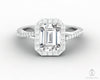 Demi 1.7 Ct Emerald Cut Halo Engagement Ring with Side Stones