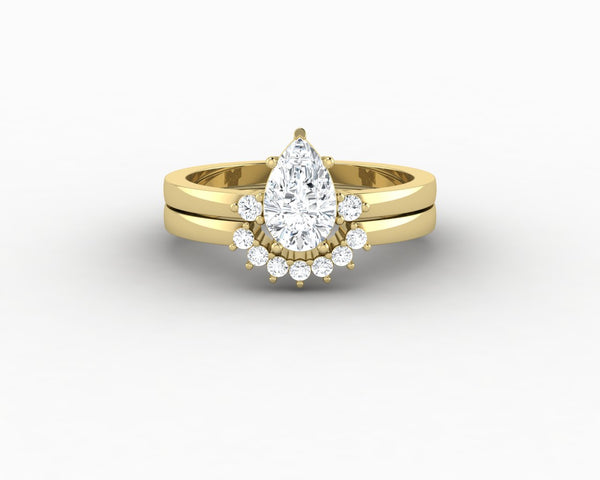 Isla Three Stone 0.8 Ct Pear Cut Bridal Set