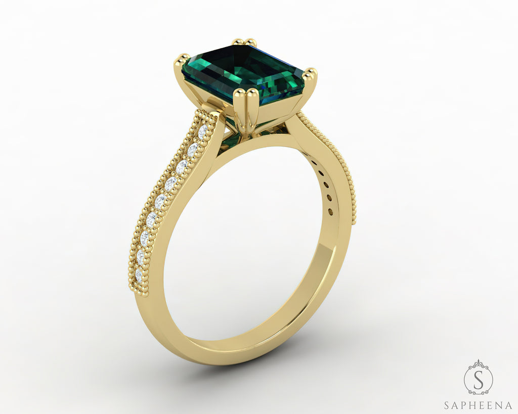 Asscher Cut Emerald Ring, Emerald Engagement Ring, Asscher Cut Ring, Emerald  Solitaire Ring, May Birthstone - Etsy