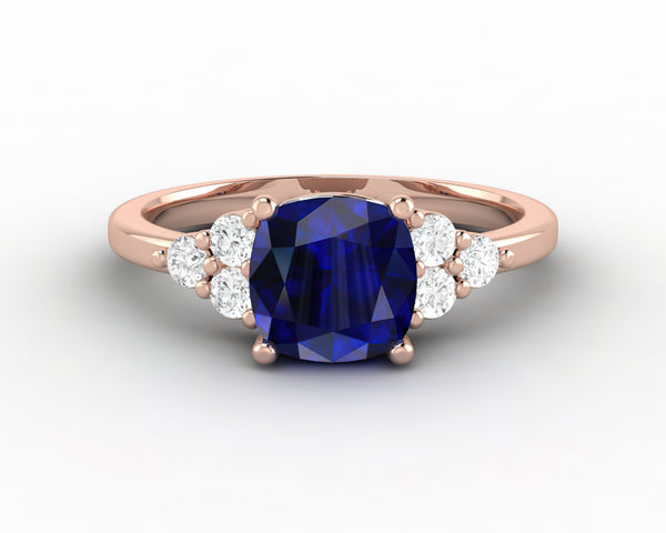 Astrid 2.0 Ct Cushion Cut Blue Sapphire Engagement Ring