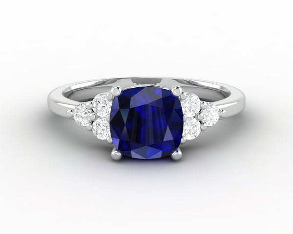 Astrid 2.0 Ct Cushion Cut Blue Sapphire Engagement Ring