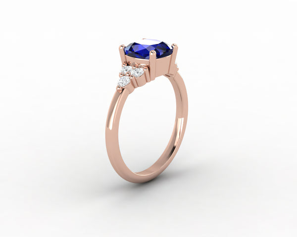 Astrid 2.0 Ct Cushion Cut Blue Sapphire Engagement Ring