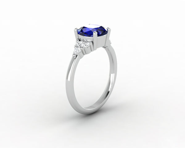 Astrid 2.0 Ct Cushion Cut Blue Sapphire Engagement Ring