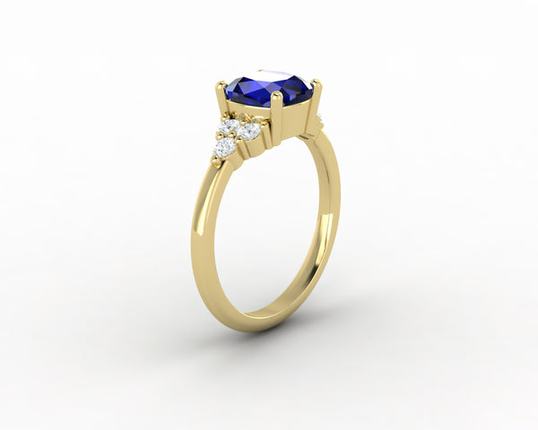 Astrid 2.0 Ct Cushion Cut Blue Sapphire Engagement Ring