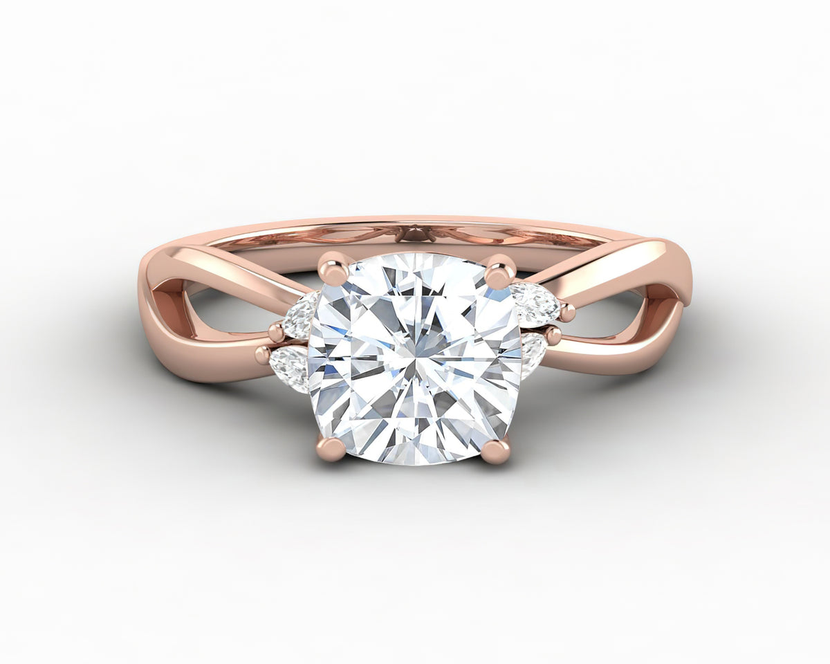 Calla 1.5 Ct Twisted Solitaire Cushion Cut Moissanite Engagement Ring ...
