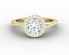 Demi 1.0 Ct Round Cut Halo Engagement Ring with Side Stones