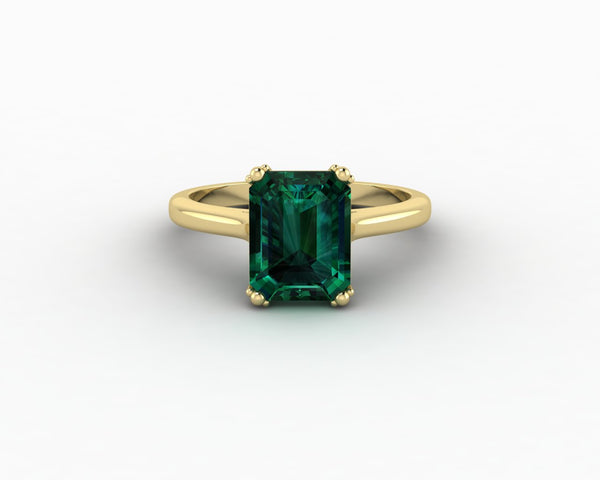 Lilian 2.0 Ct Solitaire Emerald Cut Green Emerald Engagement Ring