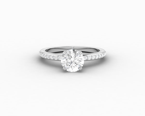 Eleonora 1.0 Ct Round Cut Engagement Ring with Side Stones