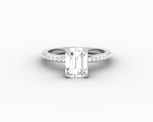 Eleonora 1.5 Ct Emerald Cut Engagement Ring with Side Stones