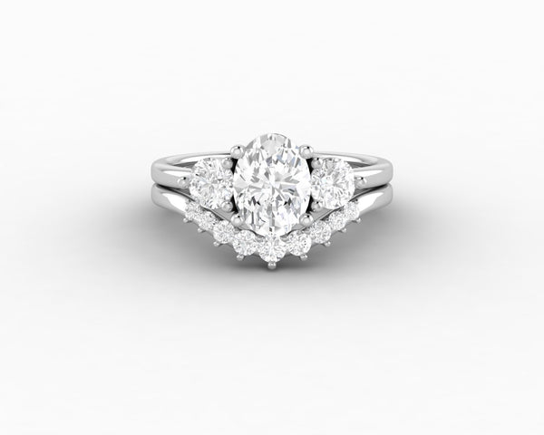 Orion Three Stone 1.0 Ct Oval Cut Bridal Set