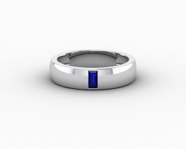 Mariana 4.5mm Men's Blue Sapphire Baguette Wedding Band