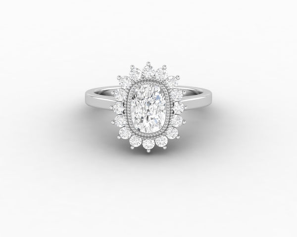 Allegra 1.00 Ct Cushion Cut Halo Engagement Ring