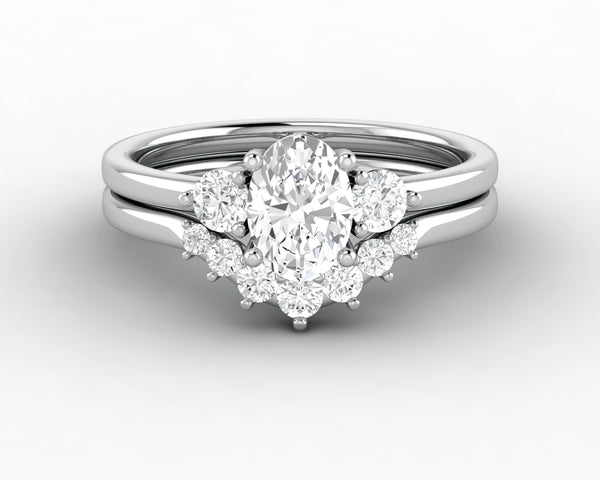 Orion Three Stone 0.75 Ct Oval Cut Bridal Set