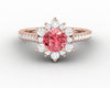 Nivis 1.5 Ct Round Cut Champagne Peach Sapphire Engagement Ring with Side Stones
