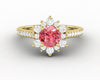 Nivis 1.5 Ct Round Cut Champagne Peach Sapphire Engagement Ring with Side Stones