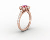 Nivis 1.5 Ct Round Cut Champagne Peach Sapphire Engagement Ring with Side Stones