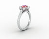 Nivis 1.5 Ct Round Cut Champagne Peach Sapphire Engagement Ring with Side Stones