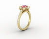 Nivis 1.5 Ct Round Cut Champagne Peach Sapphire Engagement Ring with Side Stones