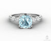 Celeste 1.5 Ct Solitaire Cushion Cut Natural Aquamarine Engagement Ring With Side Stones
