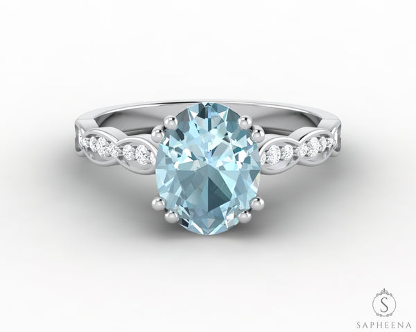 Celeste 1.75 Ct Solitaire Oval Cut Natural Aquamarine Engagement