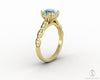 Celeste 1.5 Ct Solitaire Cushion Cut Natural Aquamarine Engagement Ring With Side Stones