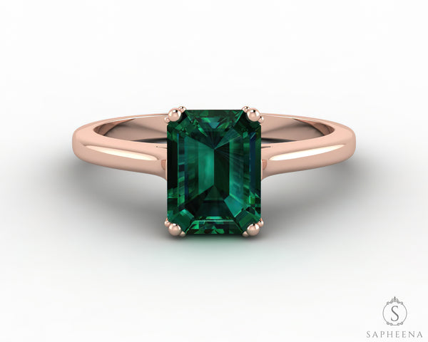 Lilian 1.25 Ct Solitaire Emerald Cut Green Emerald Engagement Ring