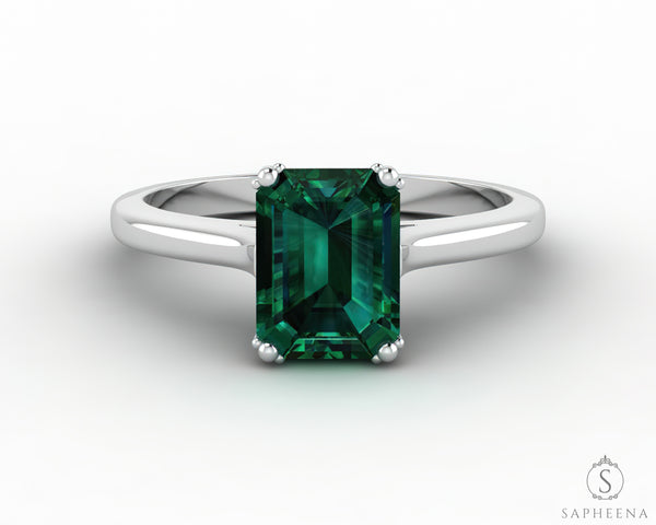 Lilian 1.25 Ct Solitaire Emerald Cut Green Emerald Engagement Ring