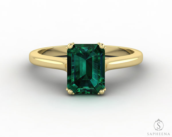 Lilian 1.25 Ct Solitaire Emerald Cut Green Emerald Engagement Ring