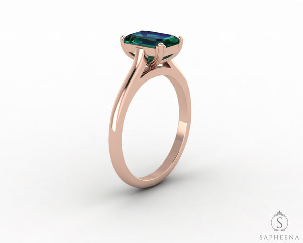 Lilian 1.25 Ct Solitaire Emerald Cut Green Emerald Engagement Ring
