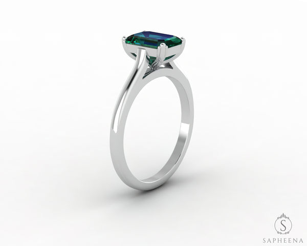 Lilian 1.25 Ct Solitaire Emerald Cut Green Emerald Engagement Ring