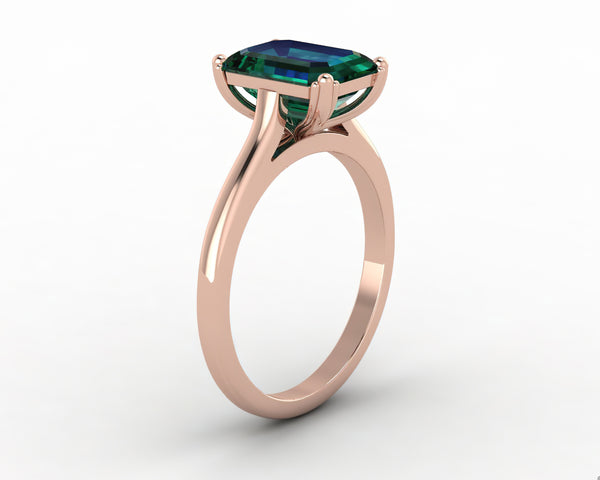 Lilian 2.0 Ct Solitaire Emerald Cut Green Emerald Engagement Ring