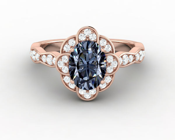 Vivienne 1.5ct Oval Grey Moissanite Engagement Ring