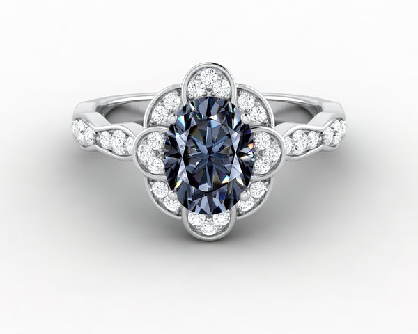 Vivienne 1.5ct Oval Grey Moissanite Engagement Ring