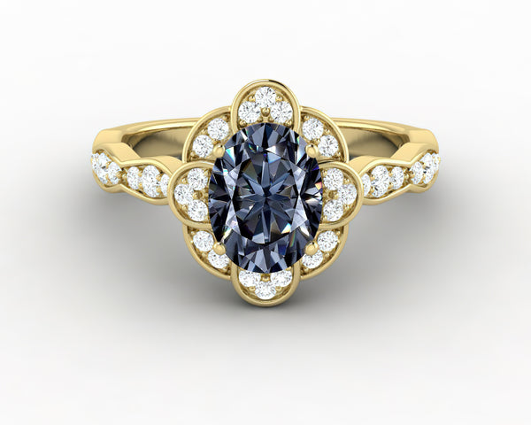 Vivienne 1.5ct Oval Grey Moissanite Engagement Ring