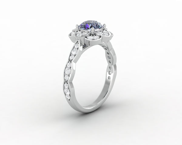 Vivienne 1.25 Ct Round Cut Grey Moissanite Engagement Ring