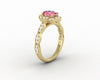 Vivienne 1.65 Ct Oval Cut Chatham Champagne Peach Sapphire Engagement Ring