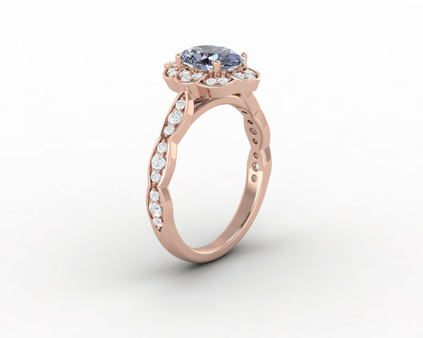 Vivienne 1.5ct Oval Grey Moissanite Engagement Ring