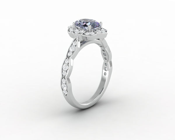 Vivienne 1.5ct Oval Grey Moissanite Engagement Ring
